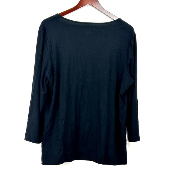 Chicos Touch Of Cool Womens Square Neck Tee Black XL Size 3 Soft Comfort 1211E - Picture 5 of 10